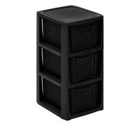 BranQ - Home essential Étagère en Plastique polypropylène, Aspect rotin, sans BPA, Noir, 29,5 x 24 x 48,7 cm, 3 paniers