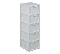 BranQ - Home essential Étagère en Plastique polypropylène, sans BPA, Aspect rotin, sans BPA, Blanc, 29,5 x 24 x 80 cm, 5 paniers.