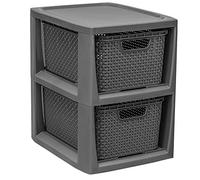 BranQ - Home essential Étagère en rotin Style Ku Anthracite 29,5 x 24 x 32,8 cm