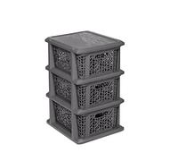 BranQ - Home essential Étagère Universelle multifonctionnelle Design Bambou en Plastique sans BPA 3 paniers Anthracite, Polypropylène, 3 Körben
