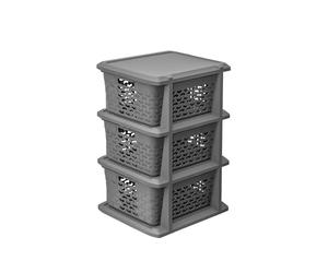 BranQ Home essential Étagère universelle multifonctionnelle, design coton, en plastique, sans BPA, 3 paniers, couleur marron gris