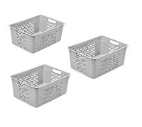 BranQ Home essential Lot de 3 corbeilles de rangement universelles multifonctionnelles, design coton, en plastique, sans BPA, taille L, 10 l, gris clair