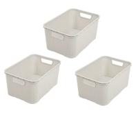 BranQ - Home essential Lot de 3 corbeilles Design rotin Taille M 10 l, PP, crème.