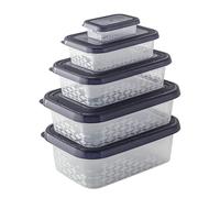 BranQ Home essential Lot de 5 boîtes de conservation ORI en plastique sans BPA Noir Différentes tailles