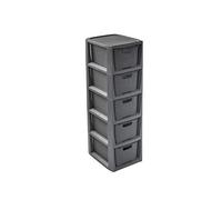 BranQ - Home essential Lot de 5 paniers en Plastique polypropylène sans BPA Anthracite 29,5 x 24 x 80 cm
