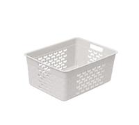 BranQ - Home essential Panier de rangement universel multifonction en plastique sans BPA - Taille M - 6 l - 1 pièce - Crème