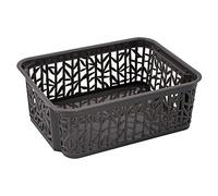 BranQ - Home essential Panier de rangement universel, multifonction, réglable, design bambou, plastique sans BPA, taille S - 2,5 litres, 1 pièce, anthracite