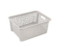 BranQ Home essential Panier de rangement universel, multifonctionnel, en plastique, design bambou, sans BPA, taille M, 5,4 l, 1 pièce, crème