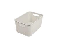 BranQ Home Essential Panier universel multi-usages au design rotin - Taille M (28,8 x 19,7 x 16,2 cm) - 10 l - Plastique PP sans BPA - Crème