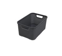 BranQ Home Essential Panier universel multifonction aspect rotin, taille L 19 l, plastique PP sans BPA, anthracite, 38 x 27,8 x 18,5 cm