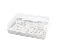 BranQ Home essential Récipient à gâteau rectangulaire avec 2 inserts réfrigérants, en plastique (PP), avec couvercle haut, poignée de transport pratique, sans BPA, transparent/crème