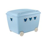 BranQ - Home essential - Récipient multifonction pour jouets Bear 55 litres en plastique PP sans BPA Bleu