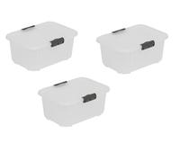 BranQ - Home essential Velur Lot de 3 boîtes de conservation universelles avec couvercle en plastique PP sans BPA Transparent 8 l