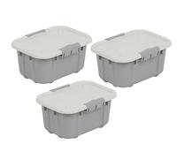 BranQ Home essential Velur Lot de 3 boîtes de rangement universelles avec couvercle en plastique PP sans BPA Gris clair 3,6 l