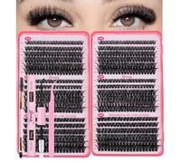 Bransfy Kit d'extension de cils à faire soi-même - 3 styles - Courbure D - Extensions de cils de 9 à 16 mm - Avec pince à épiler et brosse étanches - 50D + 60D + 80D - Kit