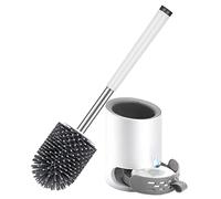 Braoses [Design amélioré] Brosse WC en Silicone avec Support Mural et Brosse de Toilette en Acier Inoxydable à Long Manche et Support à séchage Rapide pour Salle de Bain et WC d'invités