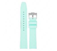 BRART Bracelet en caoutchouc à extrémité incurvée, 18/19/20/21/22mm, universel, en Silicone, souple, Sport, étanche, remplacement, ceinture, pour hommes et femmes(Light blue,21mm)