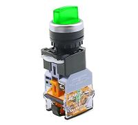 BRART LA38-11XD/2 Interrupteur à bouton-poussoir rotatif avec lampe 22 mm 2 positions 3 positions Interrupteur à bouton LED Multicolore en option (couleur : vert-3 positions, taille : 12 V)