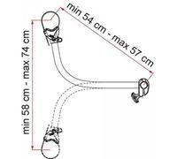 Bras BIKE BLOCK PRO S 4 FIAMMA pour CARRY BIKE - L mini: 54 - L maxi: 57cm