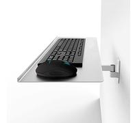 Bras de clavier mural réglable avec plateau de souris, plateforme industrielle argentée, design flexible à 2 bras, longueur 40 cm pour une configuration ergonomique de l'espace de travail