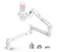 Bras de microphone, Aokeo AK-58i Support de bras de boom à profil bas pour bureau, Convient pour Blue Yeti, Snowball iCE, HyperX QuadCast, SoloCast, Elgato Wave, etc. (Blanc)