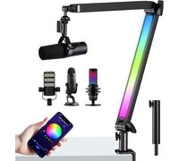 Bras de Microphone, Bras Articulé Micro avec Lumière RGB pour Blue Yeti, HyperX QuadCast RODE Shure SM7B MV7 Compatibilité Universelle, Perche Micro Gaming Support Micro Streaming