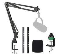 Bras de microphone MV7 avec filtre anti-pop - Support de bras de microphone avec bonnette en mousse pour pare-brise compatible avec micro Shure MV7 par YOUSHARES