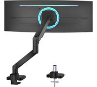Bras De Moniteur Simple, Ressort À Gaz Pour Écran Jusqu'À 124,5 Cm, Bras De Moniteur Ultra Large Pouvant Supporter Jusqu'À 20 Kg, Support De Moniteur Robuste Avec Pince En C Et Base À ?illets