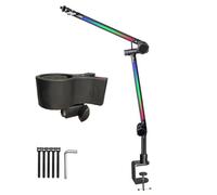 Bras de perche LED réglable pour microphones avec rotation à 180 ° Effet de lumière LED dynamique pour baladodiffusions Voix off 3/8" 5/8" Support de micro de jeu