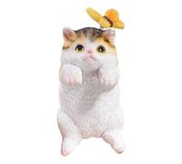 Bras de pot de fleurs pour chats - Statue de chat grimpant en résine, ornements de jardin de fées, décorations de clôture en plein air pour balcon ou patio