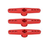 Bras de servo RC en alliage d'aluminium 25T, 3 pièces, pièces de rechange en métal durable usinées CNC pour mise à niveau de voiture télécommandée à l'échelle 1/10 (Rouge)