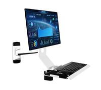 Bras de support de moniteur Station de travail murale - Bras de montage VESA à mouvement complet, support de moniteur mécanique réglable avec bras de plateau for clavier, bureau mural ergonomique Supp