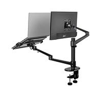 Bras de support de moniteur Support de bureau réglable en aluminium à double bras for moniteur LCD et support for ordinateur portable for écrans de 17" à 32", plateau supplémentaire for ordinateurs po