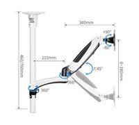 Bras de support de moniteur Support de moniteur à montage au plafond, support de moniteur de pression d'air multifonctionnel, bras de support de moniteur à mouvement complet for écrans de 15 à 27 pouc