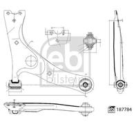 Bras de suspension Essieu avant droit barre oscillant transversal 187784