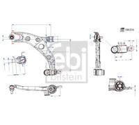 Bras de suspension Essieu avant gauche barre oscillant transversal 186316