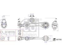 Bras de suspension Essieu avant gauche barre oscillant transversal 187795