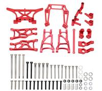 Bras de Suspension supérieur inférieur avant arrière en aluminium en métal avec ensemble de support de moyeu de direction pour pièces de mise à niveau de voiture RC 1/10 TRAXXAS SLASH 2WD(rouge)