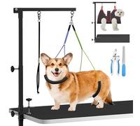 Bras de toilettage pour chien avec pince, 88,9 cm - Bras de table de toilettage pour animaux de compagnie avec supports réglables sans position assise - Support de table de toilettage pour chien