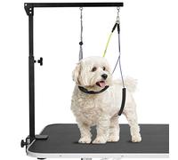 Bras de toilettage réglable pour chien avec pince en métal puissante antidérapante, portable, pour table avec 1 nœud coulant et deux supports de hanche sans assise, retenue de toilettage pour chiens