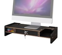 Bras d'écran - Support d'ordinateur de bureau - Organiseur de bureau - En bois avec tiroir - Support d'écran d'ordinateur en bois pour ordinateur portable, imprimante, PC, télévision, écran, stylo