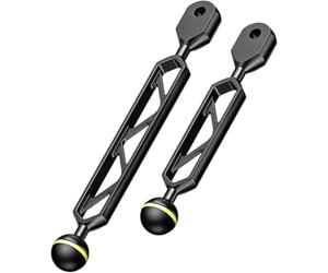 Bras d'extension à double boule en alliage d'aluminium - Rallonge de tête sphérique de 2,5 cm - Pour plongée, photographie, tablette sous-marine (15,2 cm)