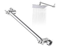 Bras d'extension de pommeau de douche - Acier inoxydable 304 27,5 cm Connecteur 1/2" | Bras de douche réglable avec dents de verrouillage d'engrenage, tige de support de tête pivotante et lien de tête