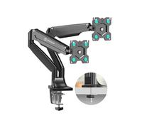 Bras Double Ecran PC Pour 13-32 Pouces, Poids jusqu'à 9 kg - Max VESA 100x100/ Inclination -90°/+45°, Tournant 180°, Pivotant 360°, G200-B Noir