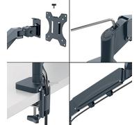 Bras double pour écrans - faible encombrement - gris foncé - Leitz Ergo