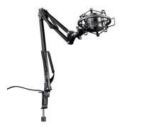 Trust Gaming GXT 253 Emita Bras Micro Réglable Articulé, Perche avec Rotation à 360 Degrés, Pied Micro, Monture Anti-vibrations, Support de Microphone avec Câble Intégré - Noir/Gris