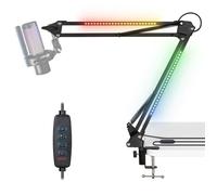 Bras Micro avec Lumière RGB, Suspension Supports de Microphone Réglable avec Support de Bureau, télécommande, Adaptateur 3/8""
