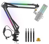 Bras Micro, Support De Microphone Ajustable À 360°, Avec Effets Lumineux Rvb Personnalisés, Adaptateur 5/8"", Perche Micro Pour Hyperx Quadcast, Blue Yeti, Snowball, Sm7B Et Autres[Q424]