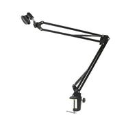 Bras micro suspension ciseaux perche - 1, Support microphone radiodiffusion studio bureau - Noir Aucuneary