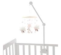 Bras Mobile pour berceau de bébé 27.17 pouces, Design nuage en bois, support amovible et réglable, mignon lit de lit, cloche, carillons éoliens, support suspension